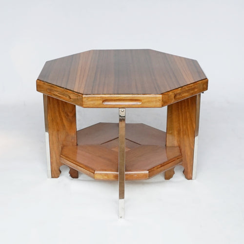 Art Deco Octagonal Coffee Side Table Figured and Solid Walnut - Jeroen Markies Art Deco