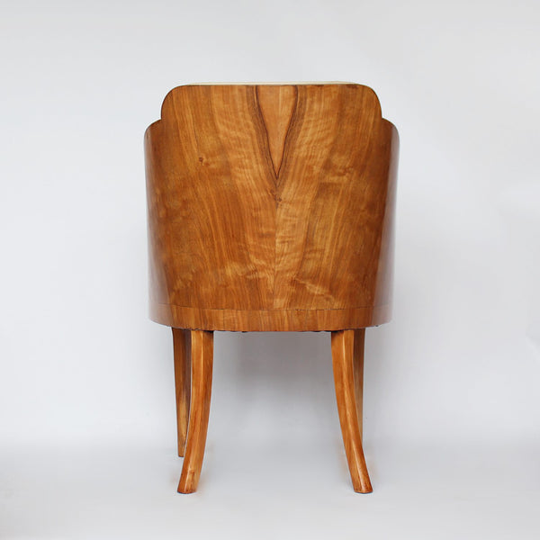 Epstein Art Deco walnut and leather armchairs circa 1930