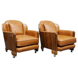 Art Deco Lounge Suite Sofa and Chars in walnut and brown leather - Jeroen Markies Art Deco