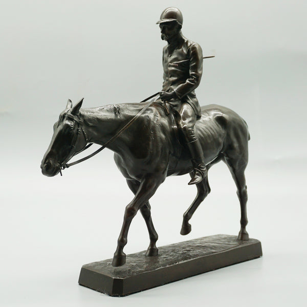 A rare late 19th century Irish bronze sculpture of a horse and rider after the hunt - Jeroen Markies Art Deco