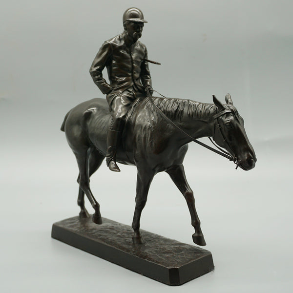 A rare late 19th century Irish bronze sculpture of a horse and rider after the hunt - Jeroen Markies Art Deco