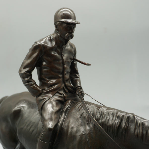 A rare late 19th century Irish bronze sculpture of a horse and rider after the hunt - Jeroen Markies Art Deco