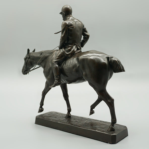 A rare late 19th century Irish bronze sculpture of a horse and rider after the hunt - Jeroen Markies Art Deco