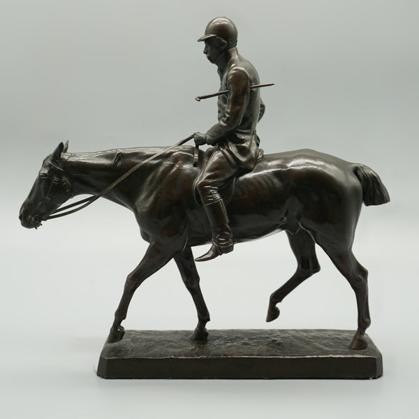 A rare late 19th century Irish bronze sculpture of a horse and rider after the hunt - Jeroen Markies Art Deco