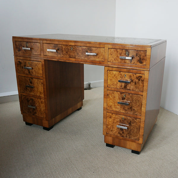 An Art Deco Burr Walnut Veneered Writing Desk 75cm x 106cm x 58cm - Jeroen Markies Art Deco