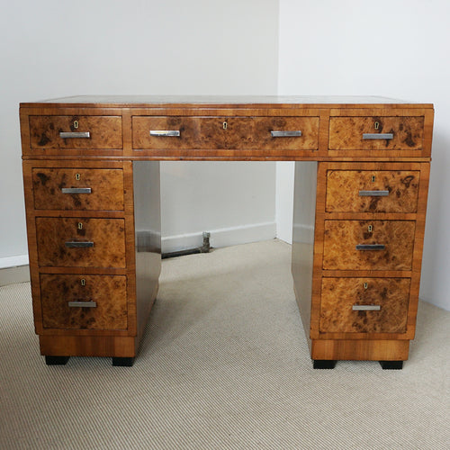 An Art Deco Burr Walnut Veneered Writing Desk 75cm x 106cm x 58cm - Jeroen Markies Art Deco