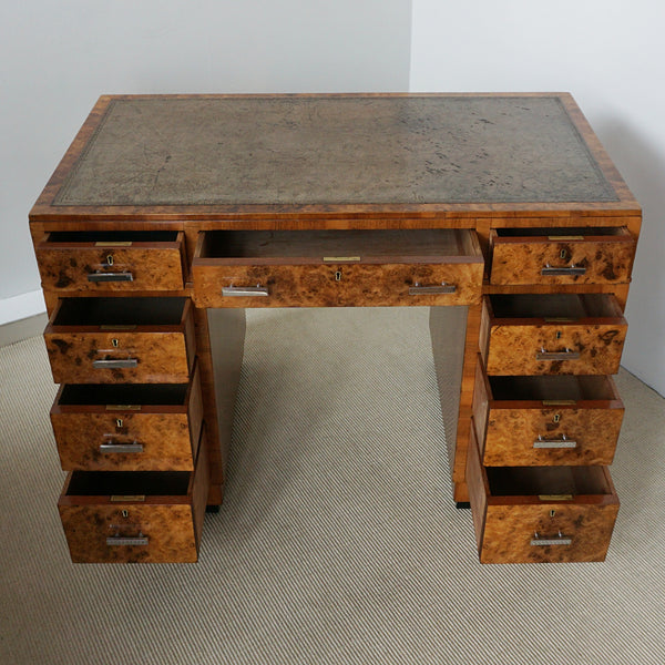 An Art Deco Burr Walnut Veneered Writing Desk 75cm x 106cm x 58cm - Jeroen Markies Art Deco