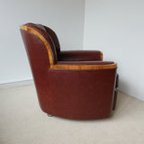 Vintage Art Deco Chestnut Leather Lounger Armchairs - Jeroen Markies Art Deco