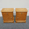 A pair of Art Deco bedside tables. karelian birch, shell design, French curved top table. - Jeroen Markies Art Deco