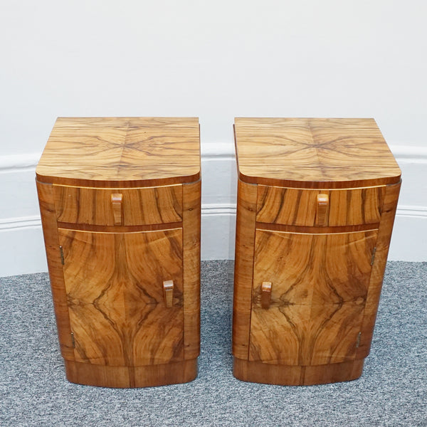 Figured Walnut and Burr Walnut Bedside Cabinets. Art Deco 1930s English Furniture. - Jeroen Markies Art Deco