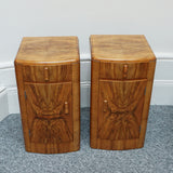 Art Deco Burr and figured walnut bedside cabinets original 1930's - Jeroen Markies Art deco