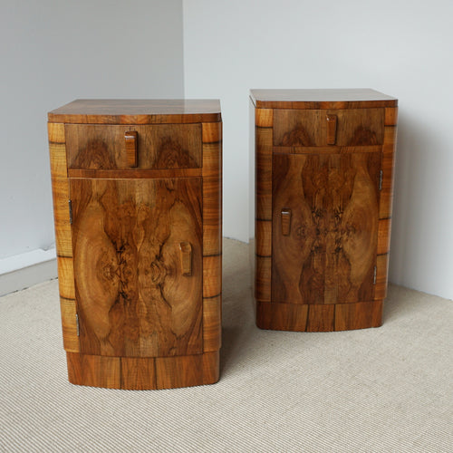 Vintage Art Deco Bedside Cabinets Burr Walnut - Jeroen Markies Art Deco