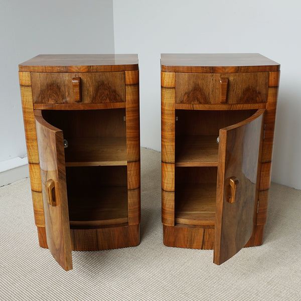 Vintage Art Deco Bedside Cabinets Burr Walnut - Jeroen Markies Art Deco