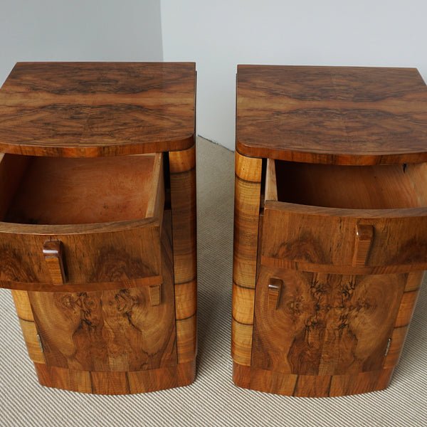 Vintage Art Deco Bedside Cabinets Burr Walnut - Jeroen Markies Art Deco