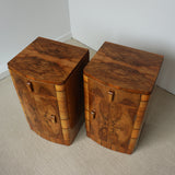 Vintage Art Deco Bedside Cabinets Burr Walnut - Jeroen Markies Art Deco