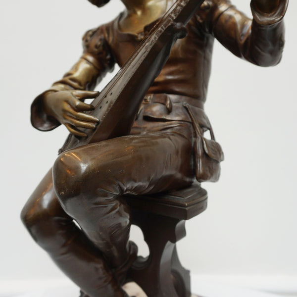 Late 19th Century Bronze Sculpture of a Seated Minstrel Playing the Lute - Jeroen Markies Art Deco