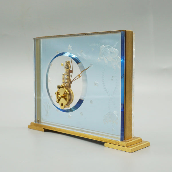 Mid Century Mantel Clock - Jaeger LeCoultre - Lucite - Brass - 1960s Swiss - Jeroen Markies Art Deco