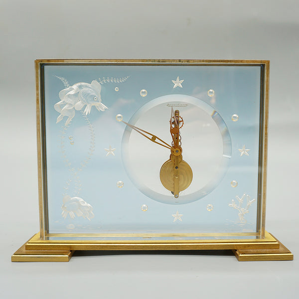 Mid Century Mantel Clock - Jaeger LeCoultre - Lucite - Brass - 1960s Swiss - Jeroen Markies Art Deco