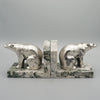 Spelter seated polar bear bookends, marble base, original 1930 - Jeroen Markies Art Deco