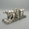 Spelter seated polar bear bookends, marble base, original 1930 - Jeroen Markies Art Deco