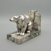 Spelter seated polar bear bookends, marble base, original 1930 - Jeroen Markies Art Deco