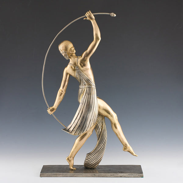 Original Art Deco Bronze Sculpture of a Dancer by JD Guirande / Jo Descomps - Jeroen Markies Art Deco