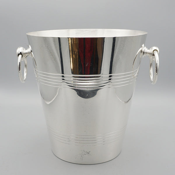 An Art Deco silver plated champagne bucket with ring handles