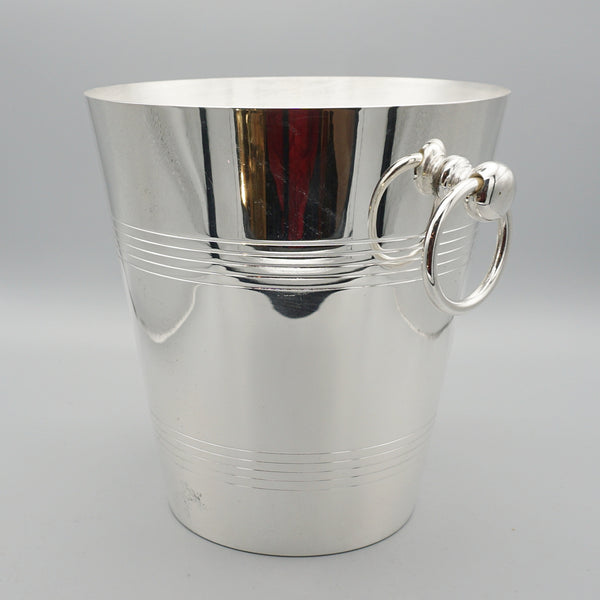 An Art Deco silver plated champagne bucket with ring handles