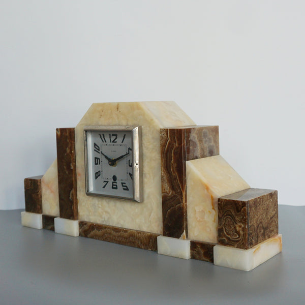 Mantle Clock Marble with garnitures Art Deco - Jeroen Markies Art Deco