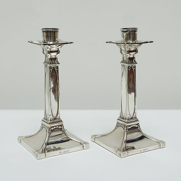 Edwardian Silver Candle Sticks - Jeroen Markies Art Deco