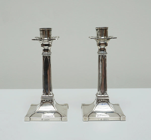 Edwardian Silver Candle Sticks - Jeroen Markies Art Deco