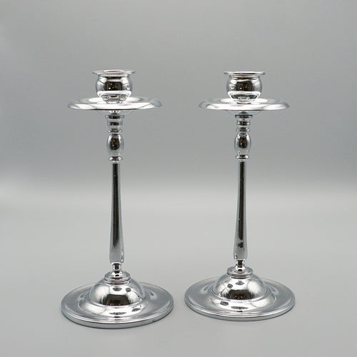 Pair of Candlesticks - Chromed Mid-Century Decorative Candlesticks - Jeroen Markies Art Deco