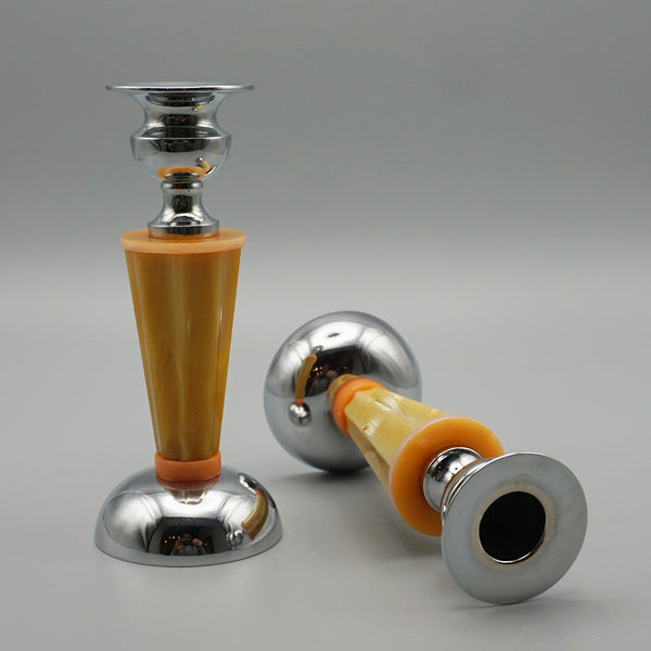 Art Deco Bakelite and Chromed Metal Candlesticks - Jeroen Markies Art Deco