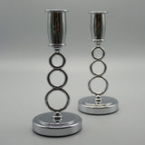 Pair of Art Deco style Chromed Metal Candlesticks - Jeroen Markies Art Deco