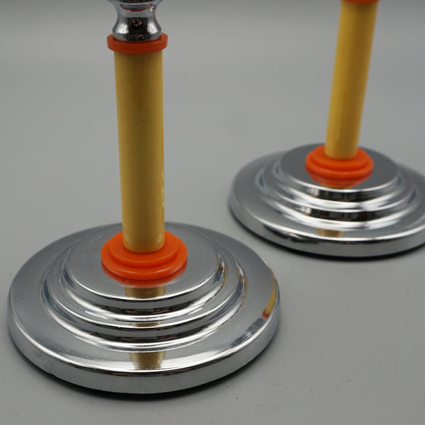 Pair of Bakelite and Chromed Metal Candlesticks - Jeroen Markies Art Deco