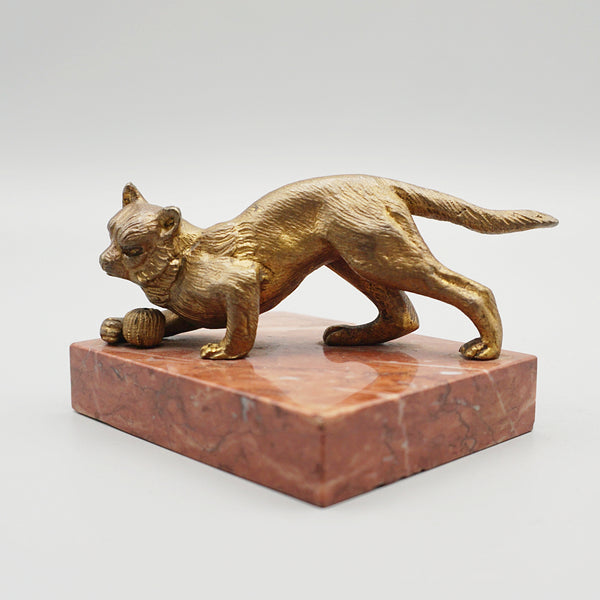 Bronze Cat - Paperweight - Marble and Bronze - Jeroen Markies Art Deco