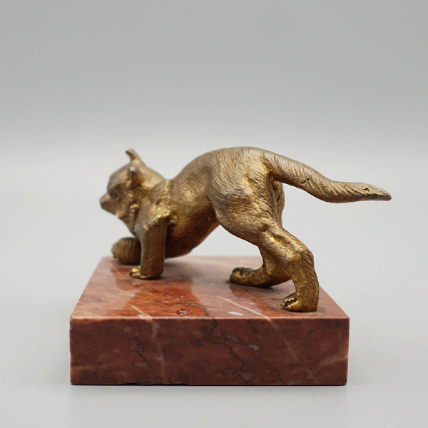 Bronze Cat - Paperweight - Marble and Bronze - Jeroen Markies Art Deco