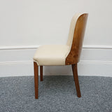 Art Deco Side Chair, Cream leather, desk accessory. Bur walnut Chair - Jeroen Markies Art Deco