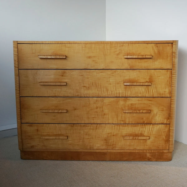 English Art Deco Satin Birch Chest of Drawers - 1930's - Jeroen Markies Art Deco 