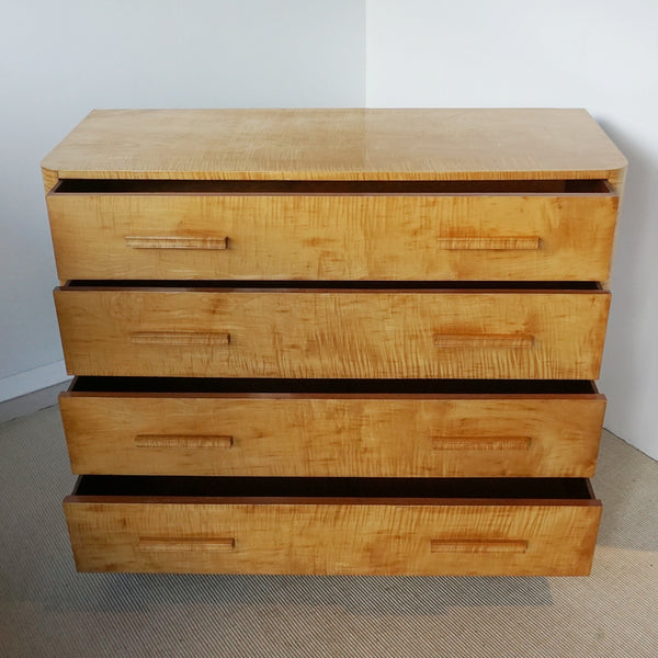 English Art Deco Satin Birch Chest of Drawers - 1930's - Jeroen Markies Art Deco 