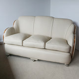 Original Art Deco Cloud Sofa with Walnut and Cream Leather Upholstery - Jeroen Markies Art Deco