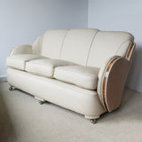 Original Art Deco Cloud Sofa with Walnut and Cream Leather Upholstery - Jeroen Markies Art Deco