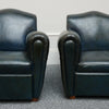 Vintage pair of French Art Deco Club Chairs with Aged Blue Leather Upholstery - Jeroen Markies Art Deco