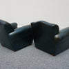 Vintage pair of French Art Deco Club Chairs with Aged Blue Leather Upholstery - Jeroen Markies Art Deco