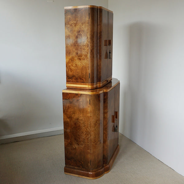 Vintage Art Deco Burr Walnut Veneered Cocktail Cabinet - Drinks Cabinet - Dry Bars - Jeroen Markies Art Deco 