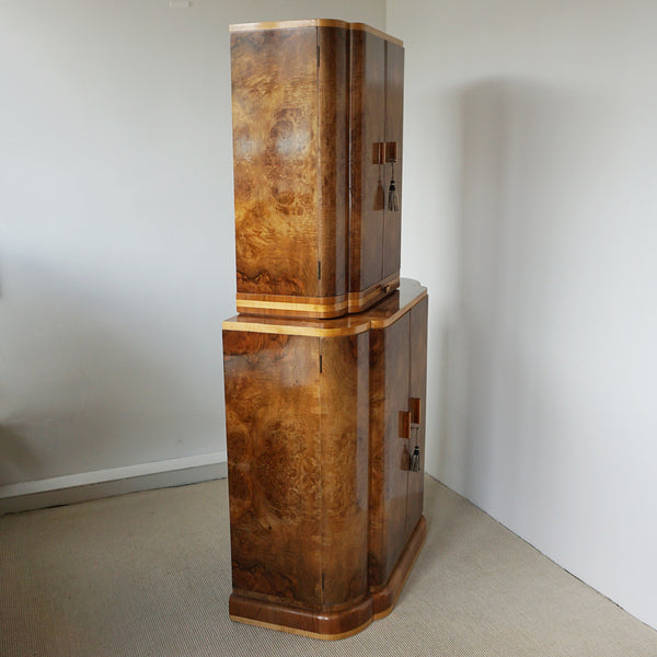 Vintage Art Deco Burr Walnut Veneered Cocktail Cabinet - Drinks Cabinet - Dry Bars - Jeroen Markies Art Deco 