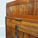 An Art Deco writing desk. Burr walnut with figured walnut banding and original chromed vertical handles. Art Deco Writing Desk. Ladies Desk. Classic, vintage desk- Jeroen Markies Art Deco 