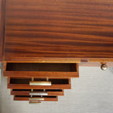 Art Deco Mahogany Desk with Original Brass Handles, 1930's. Flame mahogany - Jeroen Markies Art Deco