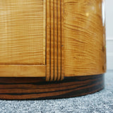 An Art Deco Desk by Betty Joel. Satin birch veneered with macassar ebony banding to base. Glass mirrored top with original ivory hand carved shell handles. 1930 dressing table, art deco desk - Jeroen Markies Art Deco