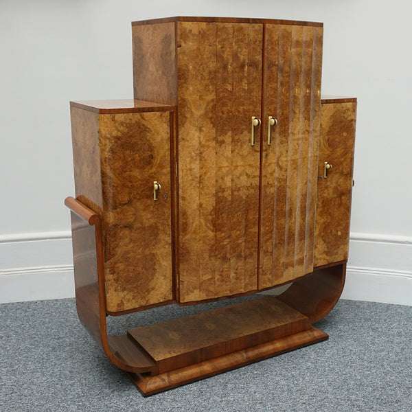 Vintage Art Deco Burr Walnut Cocktail Bar/Cabinet - Jeroen Markies Art Deco